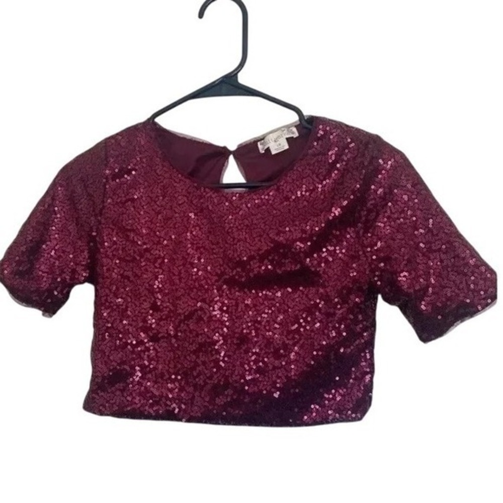 Bundle & Save Knit Works | Girls | Maroon Sequence Crop Top | Size 12